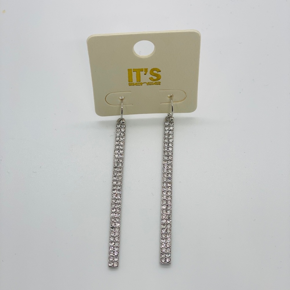 Silver Long Bar Earrings